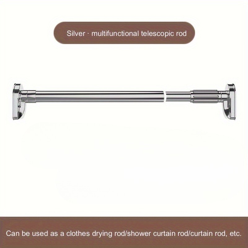 Adjustable Shower Curtain Rod, No Drilling Installation, Suitable For Shower Curtains, Curtains, Clothing Storage, Balcony Drying. In Silvery, Black, White And Gray.