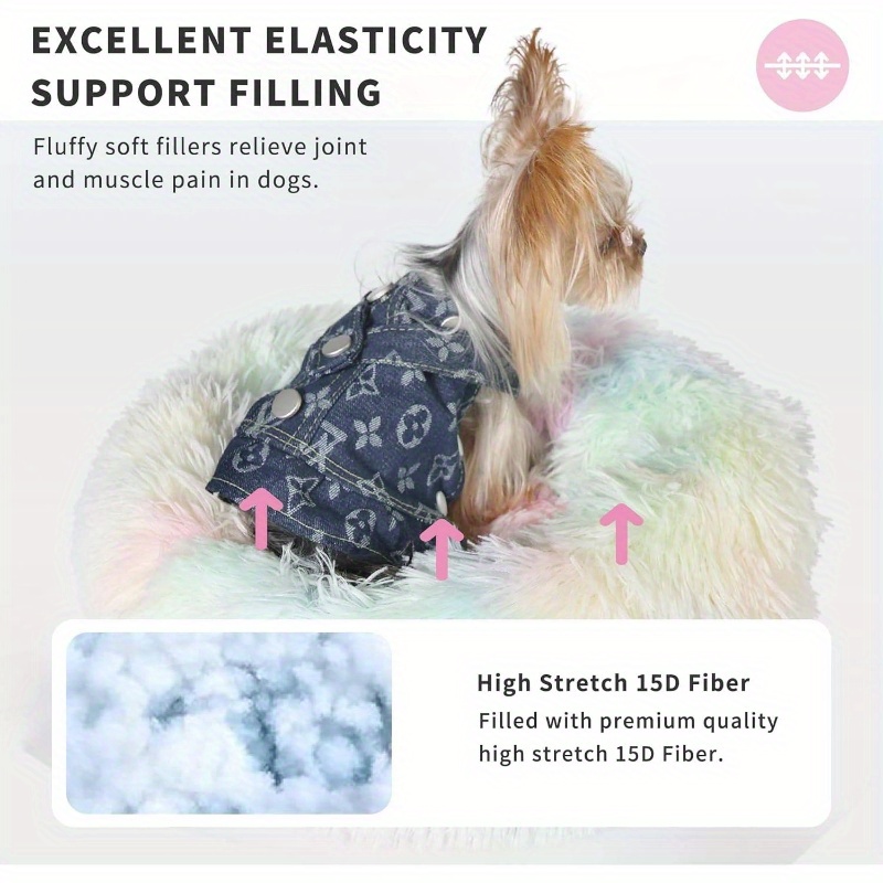 calming donut dog bed for small dogs up to 5 lbs - 15-inch round washable soft pet bed with plush polyester, anxiety relief & warm  ,   & pink indoor puppy bed for chihuahuas, pomeranians, shih tzus - no   Product details 2