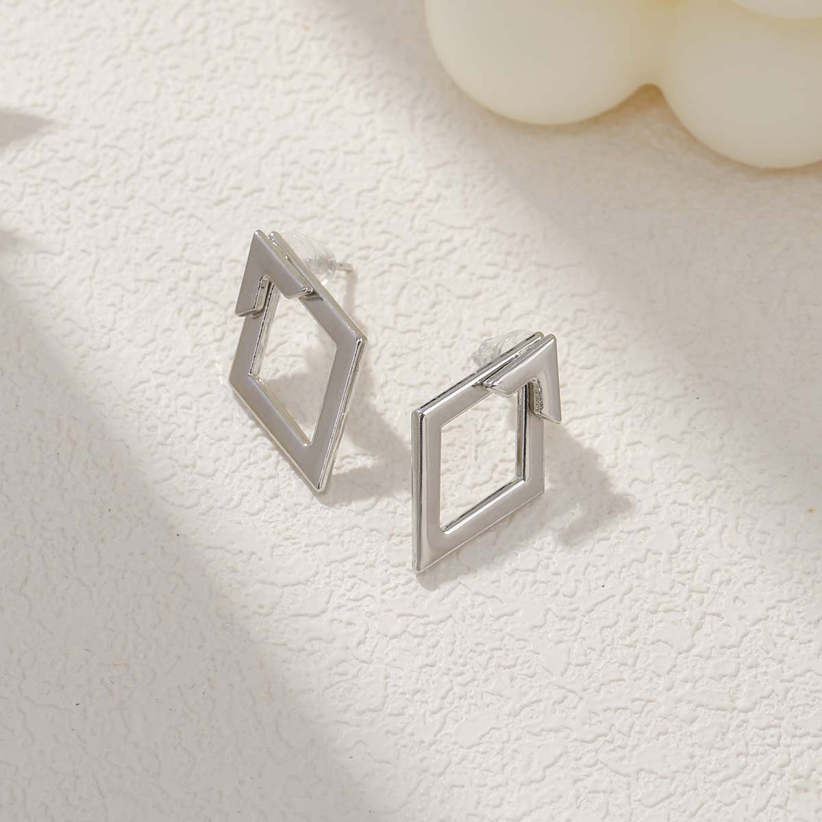 Fashion Double Layer Triangular Rhombus Stud Earrings, Geometric Style