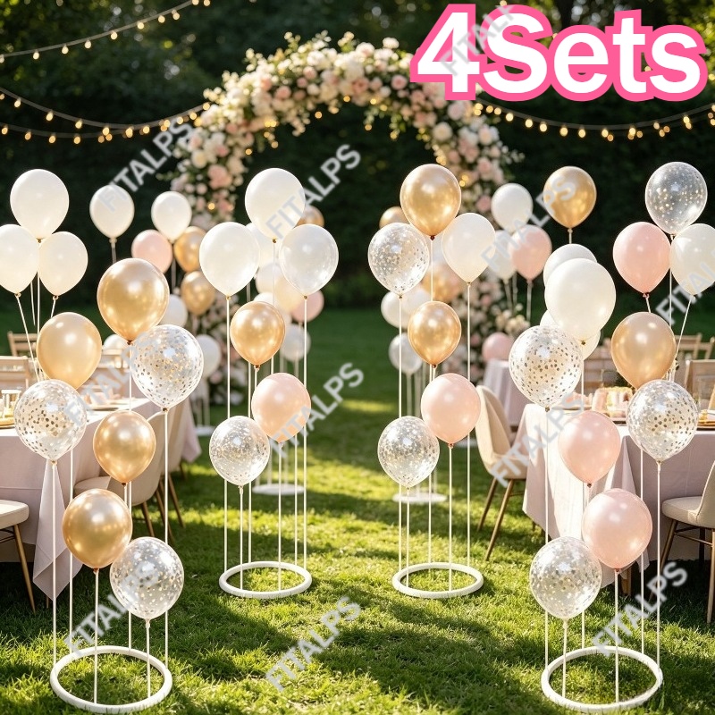 TEMU 4 Sets Circular Balloon Display Stand Kit, Reusable Round Balloon Holder Rack With Easy Assembly, Balloon Accessories, Party Balloon Decoration