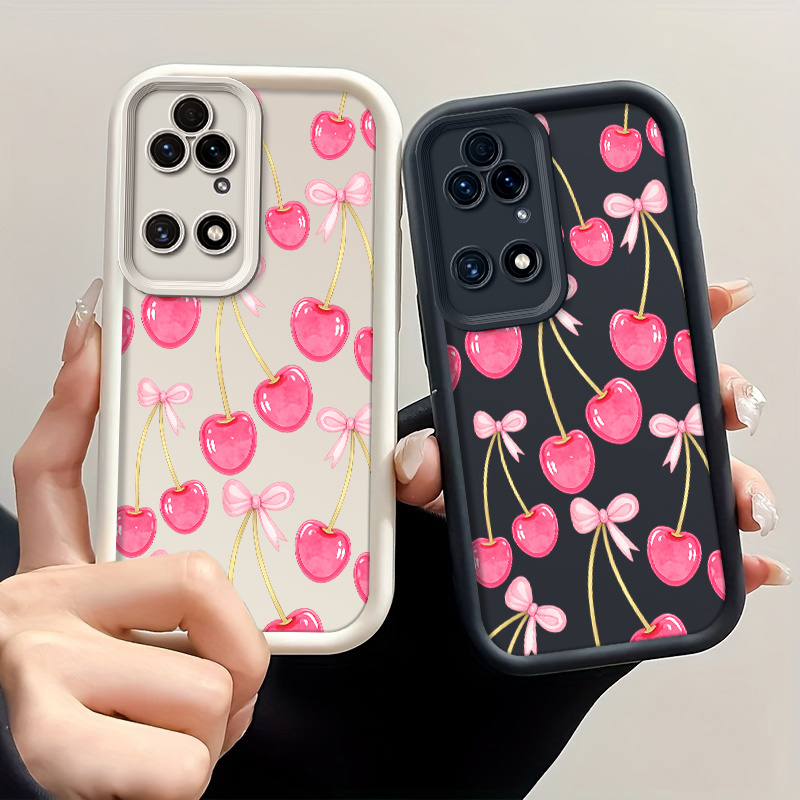 휴대폰 케이스: 화웨이 p50 pro/p40 pro/p30 pro/p20 pro/p20 호환 고급 충격 방지 tpu 휴대폰 쉘 보호 케이스 핑크 체리 리본 무늬