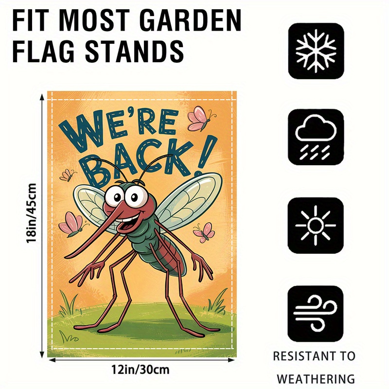 TEMU 2d Flat - 2d Flat - 1pc 2d Flat Design, A Festive Yard Flag Announcing Of Mosquitoes, Featuring Double-sided Print, Washable, And Versatile For