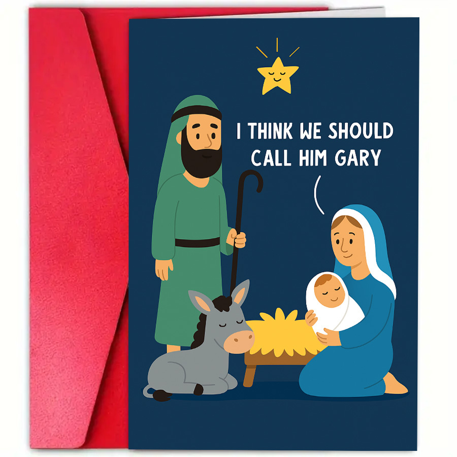 TEMU 1pc Funny Nativity Scene Greeting Card Christmas Holiday Wishes Ideal For And Colleagues Spreading Joy And Festive Cheer