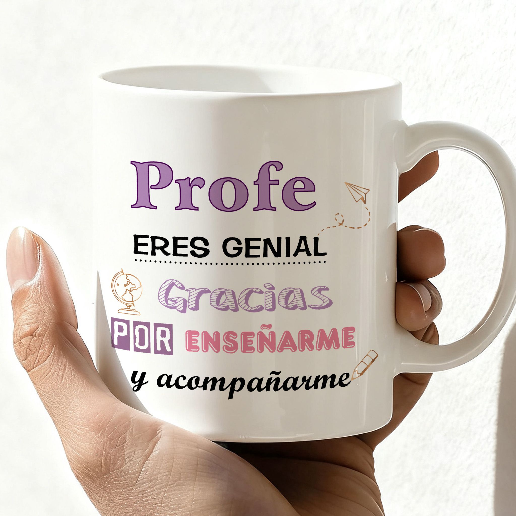 TEMU 1 taza de cara para a un profesor de español, vaso de cerámica de 11 oz | Regalo ideal para profesor de para el final del año, graduación o |