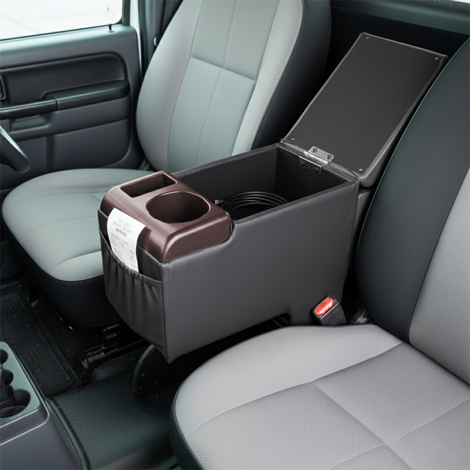 Image of Universal Car Front Arm Rest Pad Soft Sponge Abs Interior Accessories With Cup Holder Storage Pockets Direct Replacement Eu Shipping