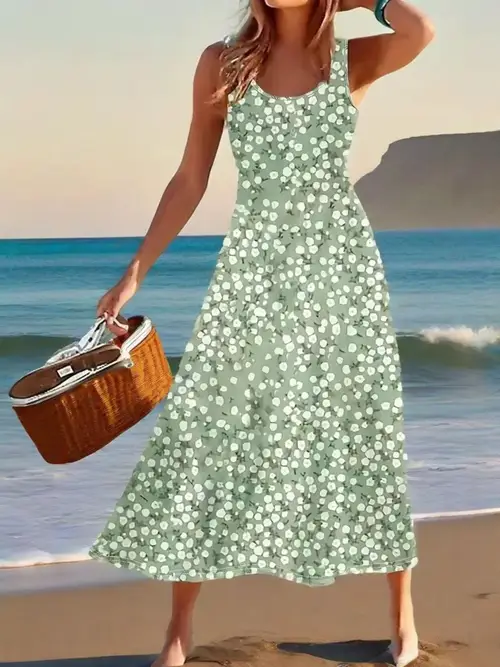 summer dresses for women 2025 sleeveless boho maxi sundress loose casual flowy beach dress midi dress