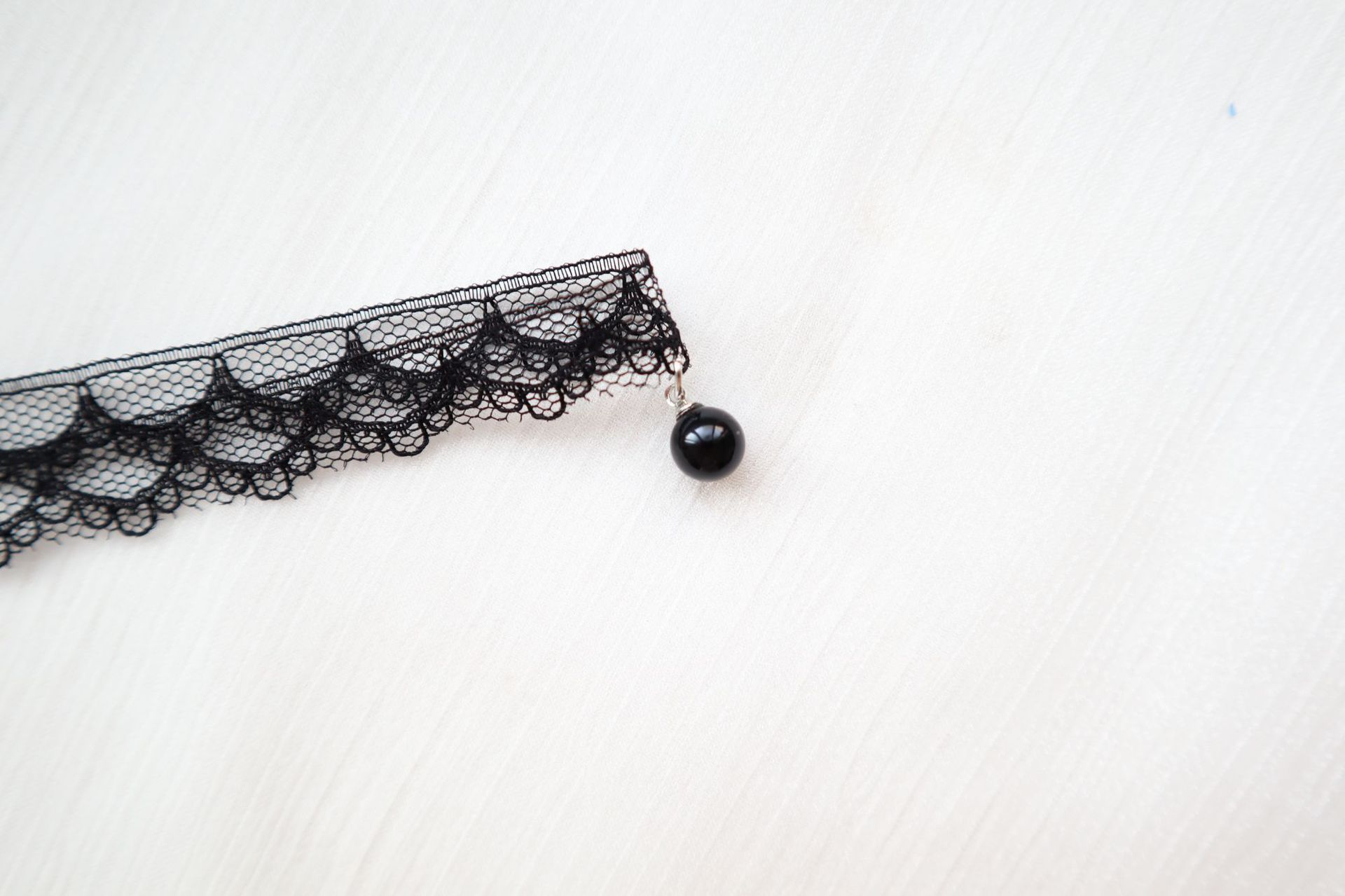 black lace choker necklace with pendant - sexy vintage style collar for parties and evening events, ideal valentine s gift, bone chain, wear details 14