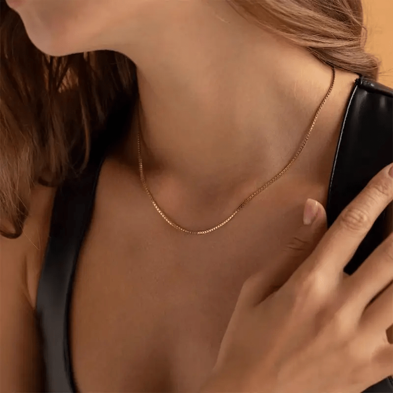 Classic Thin Box Chain Necklace 2mm 316L Stainless Steel Women's Accessory