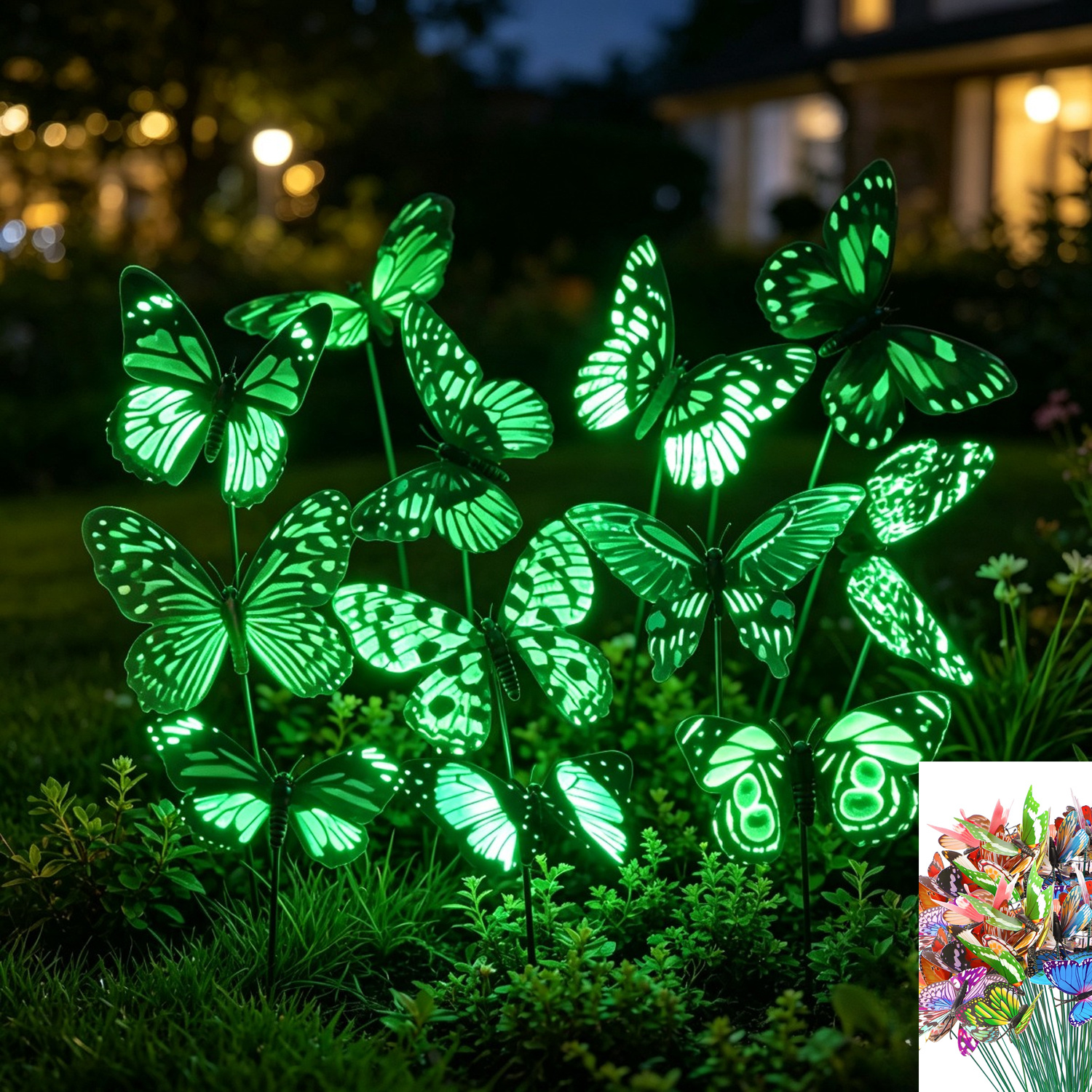TEMU 【3d】 [3d] 17pcs Glow In The Dark Luminous Stakes Outdoor Decorations For Flower Arrangements Garden Party Favors (no Electricity Needed)