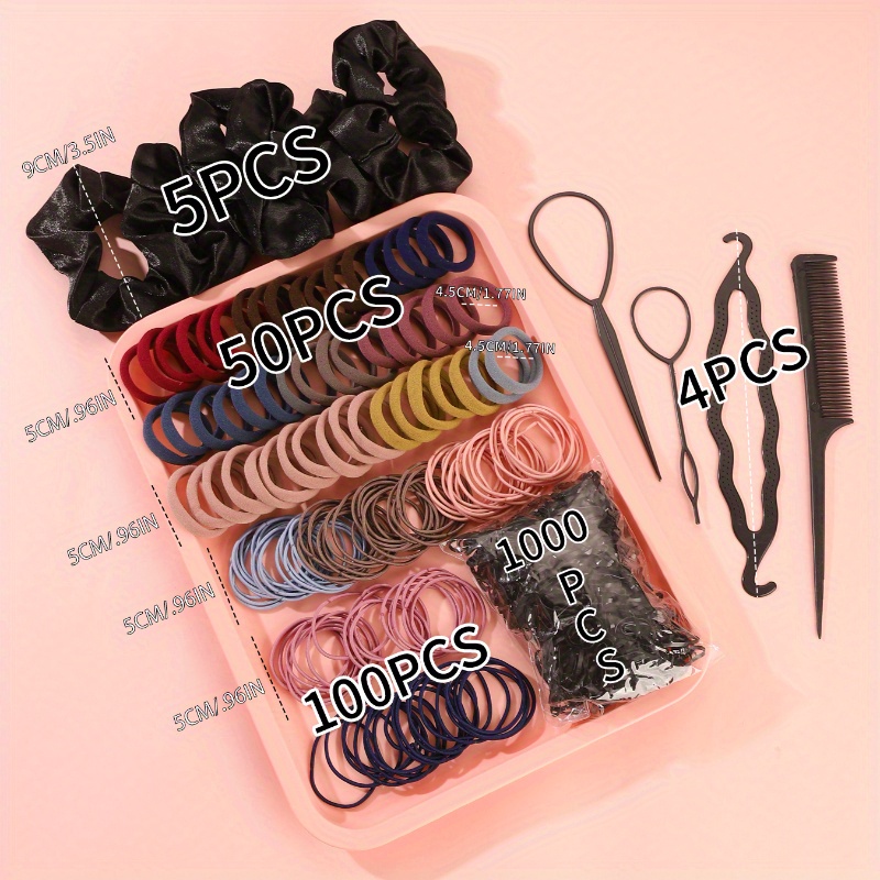 TEMU 759pcs Bohemian Elastic Headbands Women Hair Accessories Set, Including Headbands, Hair Rings, Hair Hoops, Hair Clips, Disposable Rubber Bands, Bun Maker, Suitable For Hair Styling