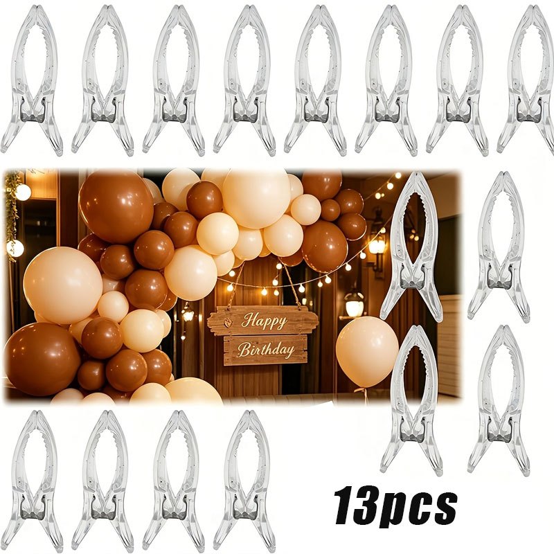 TEMU 13pcs Transparent Plastic Spring Clips, Strong And High-bearing Multifunctional Fixing Clips, Suitable For Balloon Arch Construction, Birthday