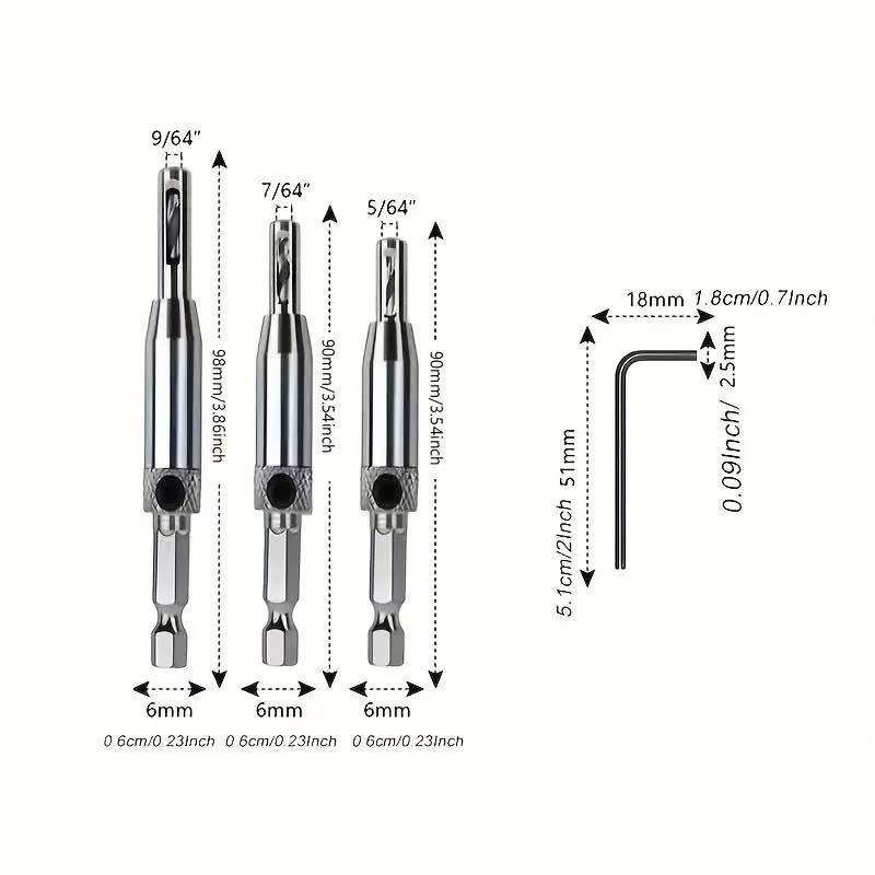 [ Drill Bit] 4pcs Hinge Drill Bit Set| Precision Woodworking With Automatic Positioning, Durable Metal Construction For Accurate & Cabinet Assembly, Woodworking Tools