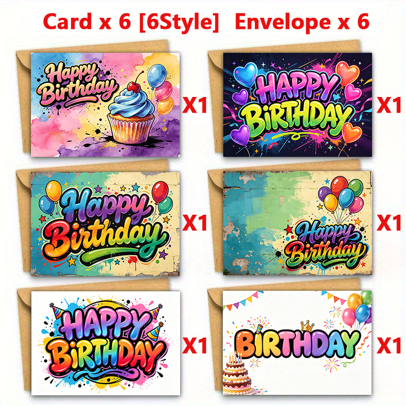 TEMU 12/24pcs Cupcake Birthday Card Set, Featuring A Colorful Cupcake Design, Includes Invitations And Envelopes For Celebrations - Assorted Cards,