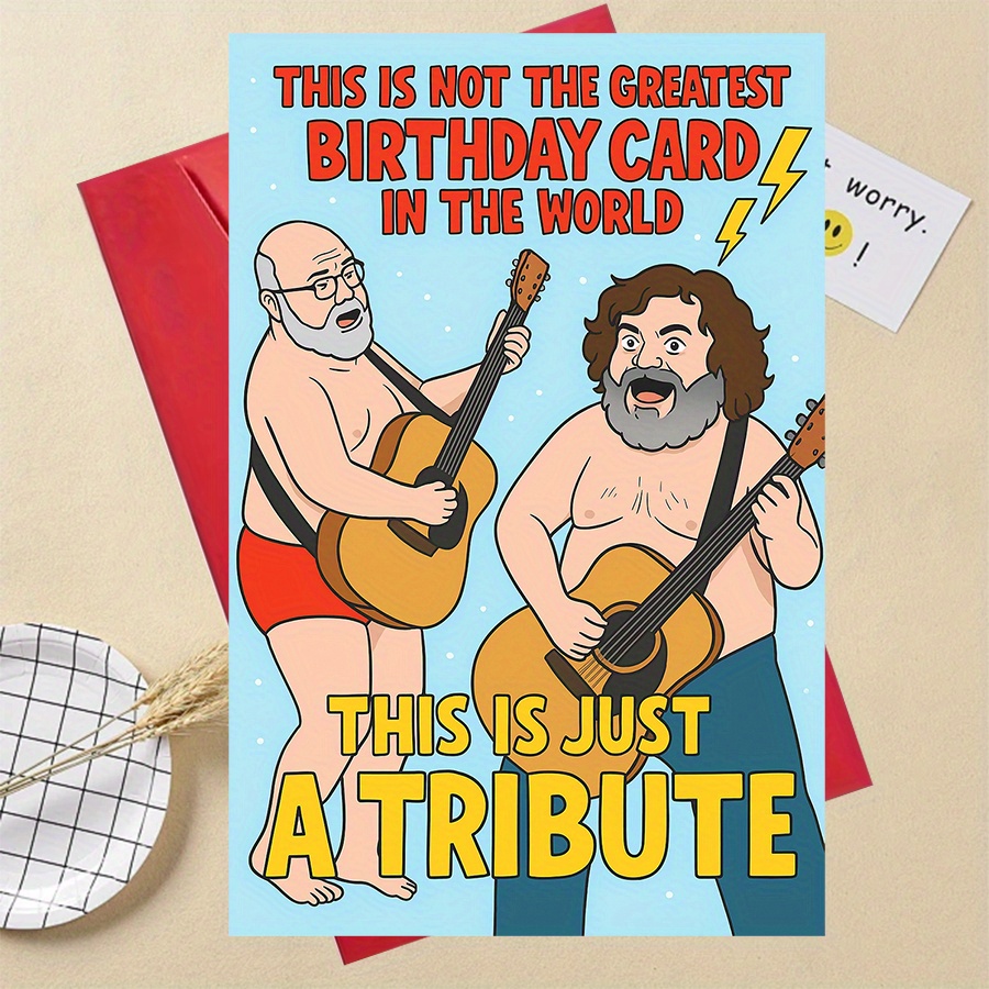 TEMU A Humorous Birthday Card, Designed For Guitar Lovers, Featuring " Just A Tribute" - Perfect For Decorating The Birthday Parties Of , Family, And