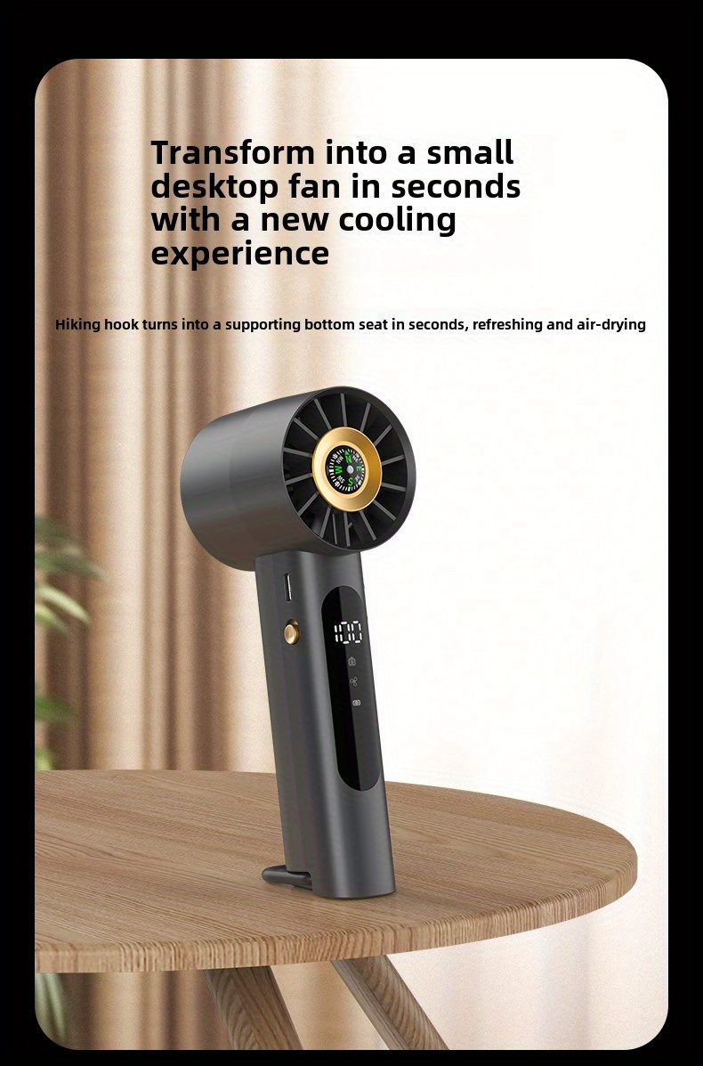 2025 New High-Speed Portable Handheld Fan, 1800mAh Long-Lasting Mini Outdoor Display Rechargeable Desk Fan