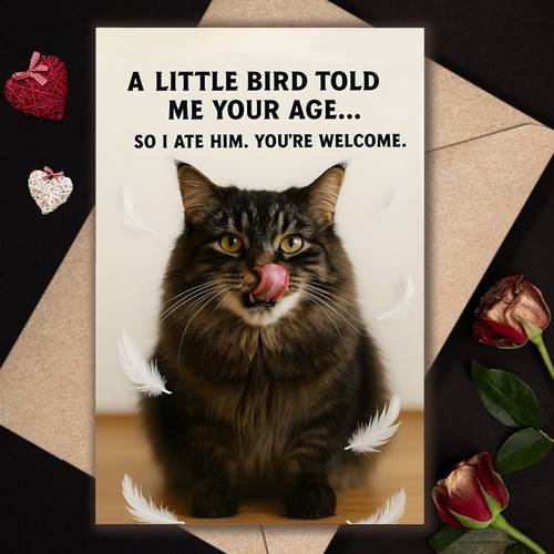 1pc funny cat birthday card with envelope unique gift for women men friends brother sister son daughter husband bestie wife cat lover ideal for christmas any occasion made of paper