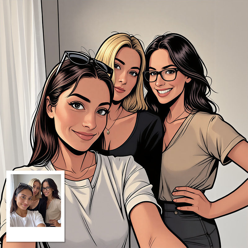 E-shop 2D Flach, 2D Flach, Benutzerdefiniertes Western-Cartoon-Porträt, Personalisiertes Charakter-Porträt-Kunstwerk mit Ihrem Foto, ,
