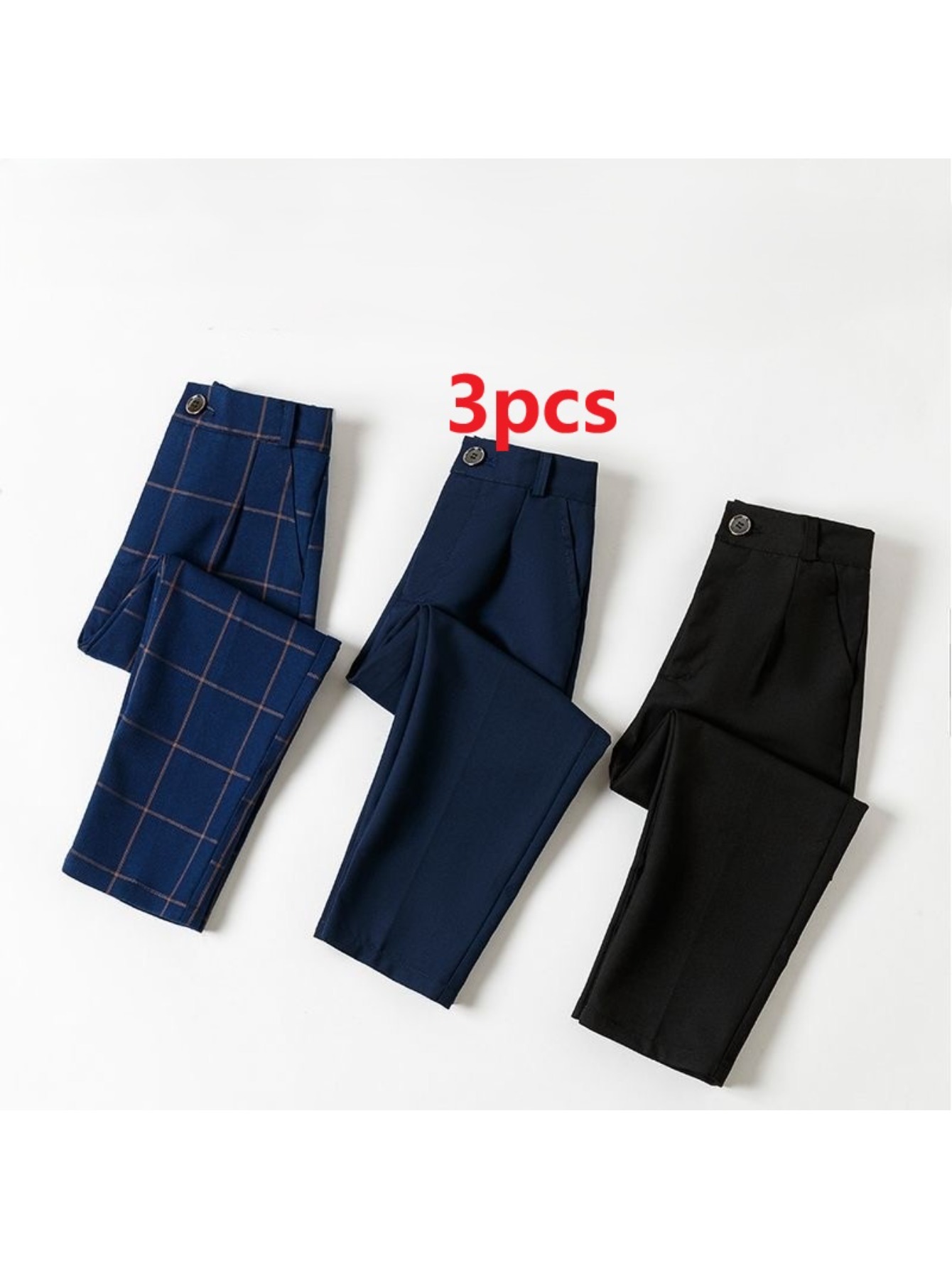 3pcs boys dress pants straight leg performance trousers in black navy piano   formal wear for school concert   sizes 4 16   outdoor