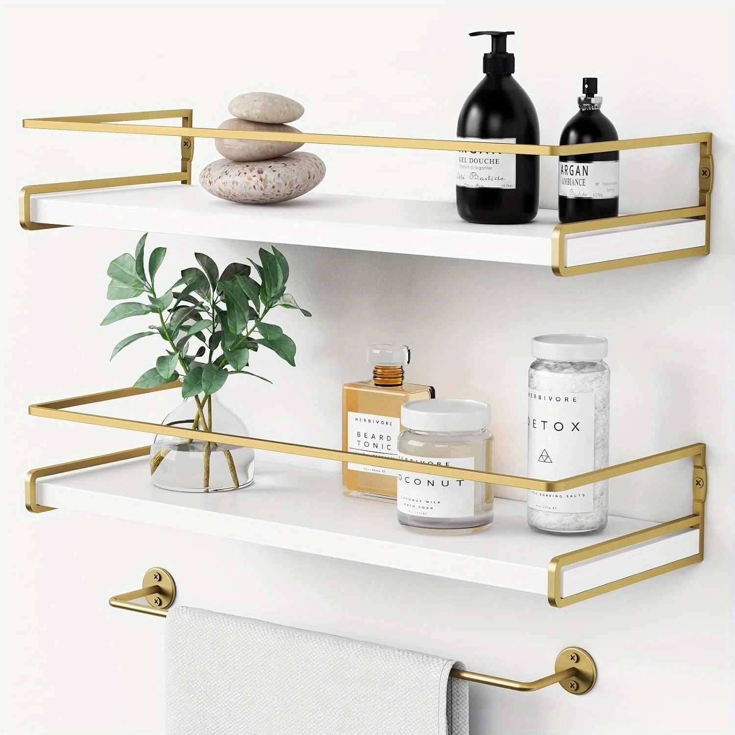 Mensole Sospese Con Cestello Portaoggetti In Filo Metallico, Mensole Da Bagno Sopra Wc Con Parapetto Protettivo In Metallo Mensole A Muro In Legno Per Bagno Camera Da Letto Livi