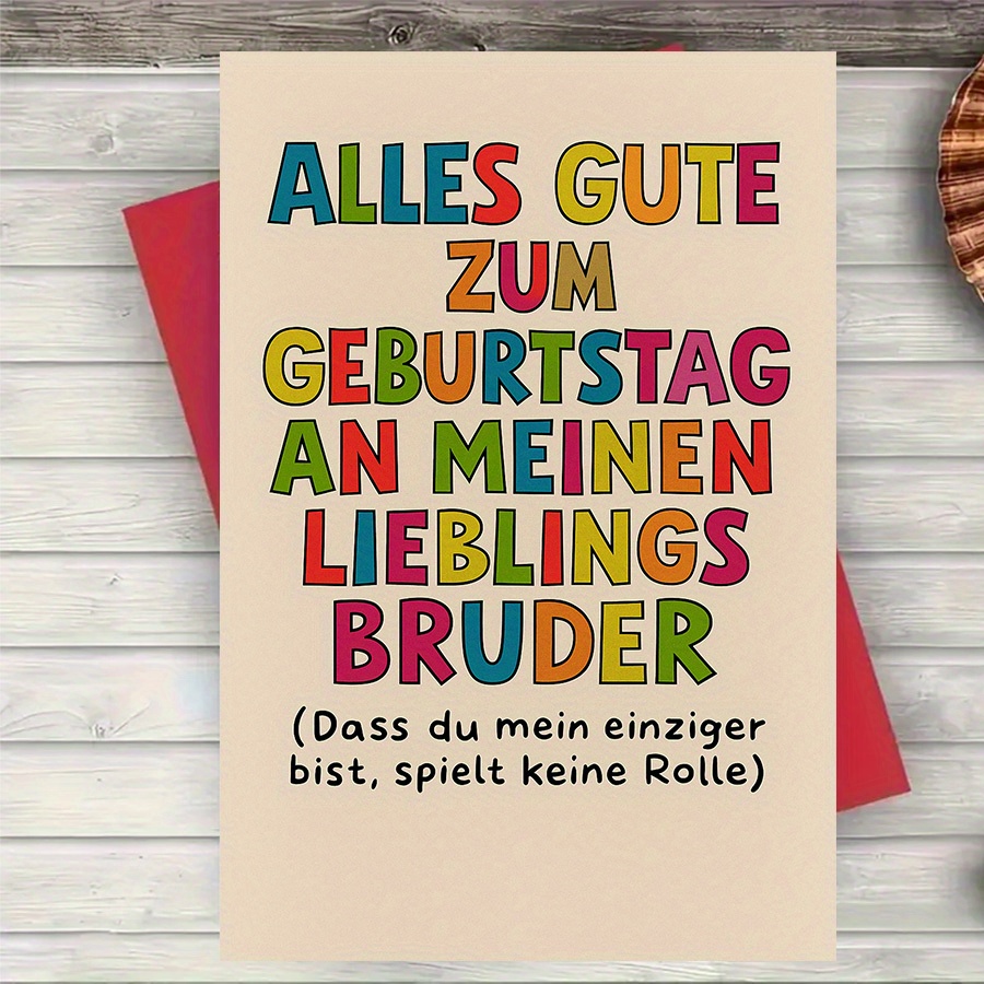 Image of 1pc German Back-to-school Greeting Cards, A Humorous Birthday Card For A For Brother From A Sister Or Another For Brother, An Ideal Gift For A Sibling's Celebration, Complete With An Envelope