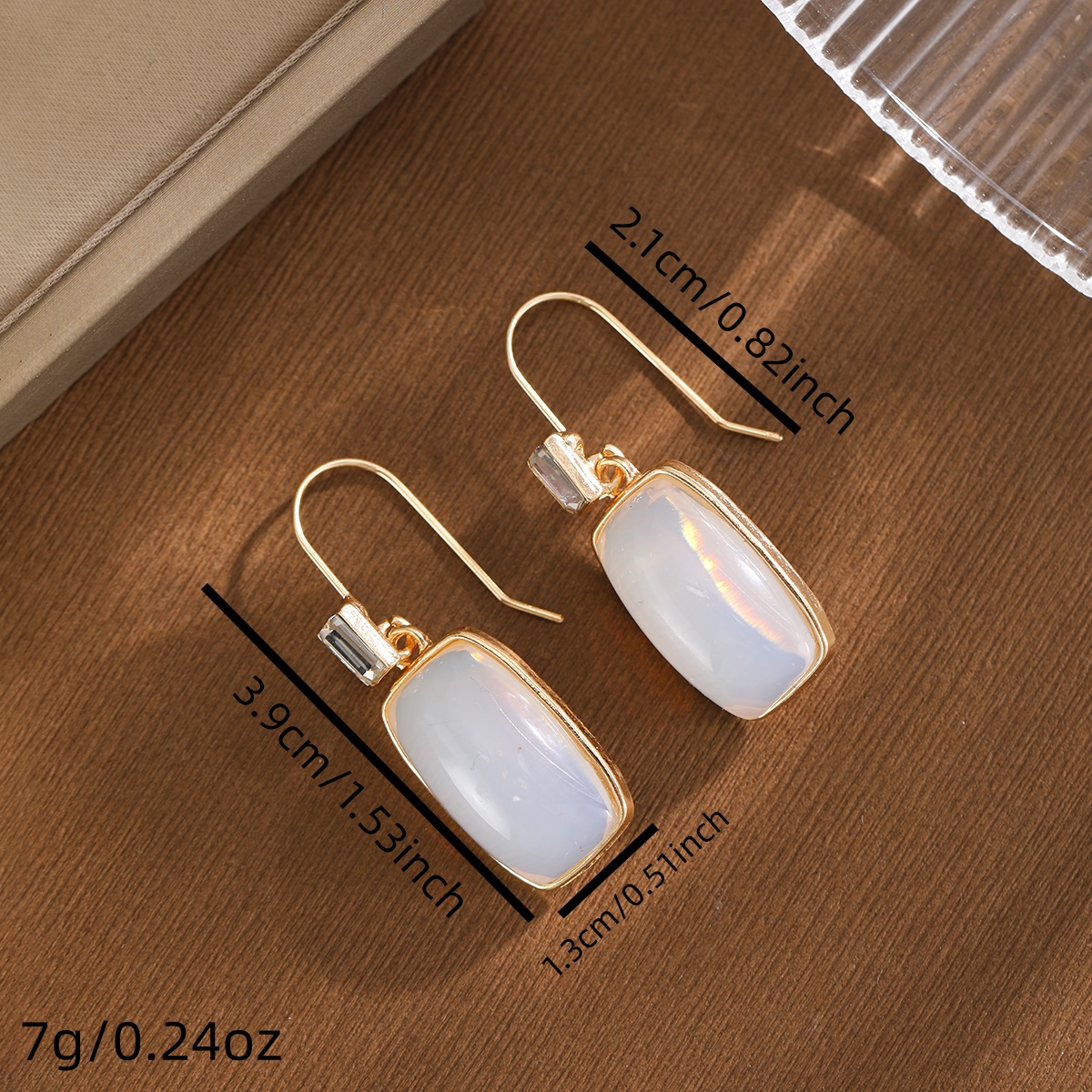 Women's Luxury Two-Tone Zirconia Square Pendant Earrings, Elegant