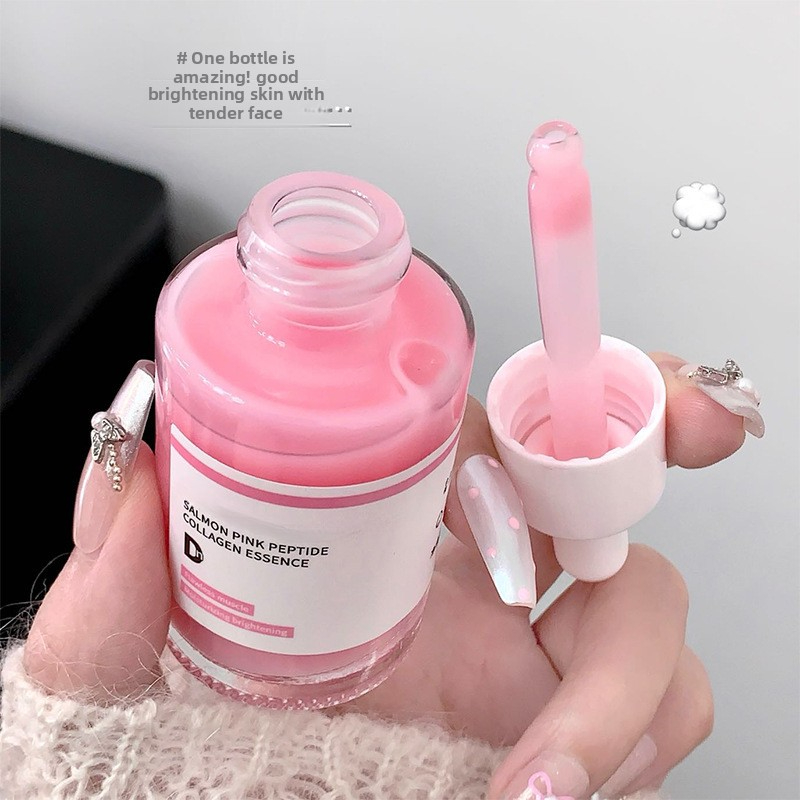 Salmon Pink Peptide Collagen Serum - Fast-Absorbing, Brightening & Firming Face Essence with Salmon Oil, for All Light Beige Types (Sensitive, Dry, Oily, Combination) - with Dropper Cap - Youthful Glow &, Skincare Routine, Sleek Bottle Design, Highquality Ingredients, Skincare, Skincare Enthusiasts
