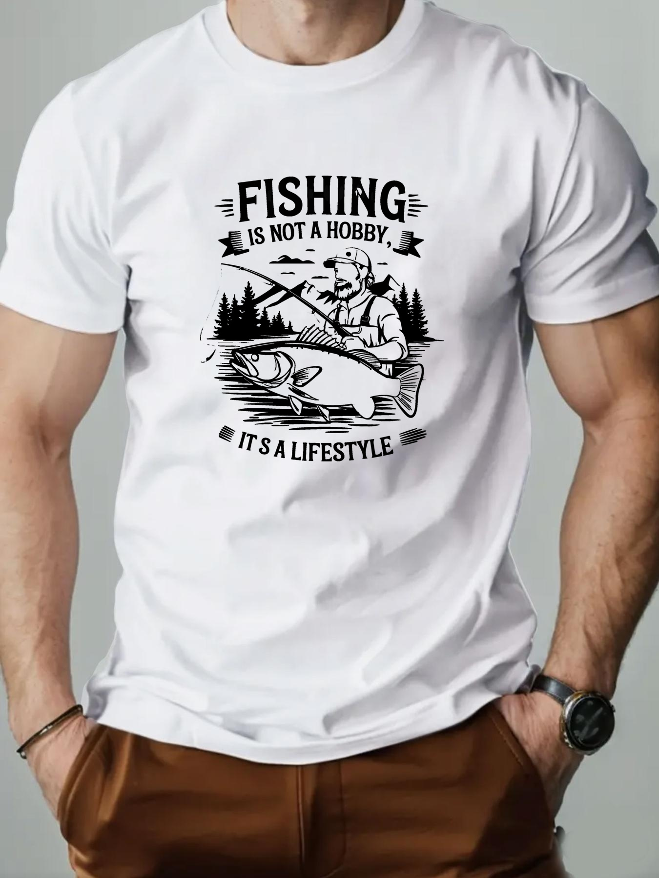 mens casual fishing graphic t   not a hobby slogan wild trout design   summer short sleeve tee regular fit round neck for   casual wear naturethemed shirt  