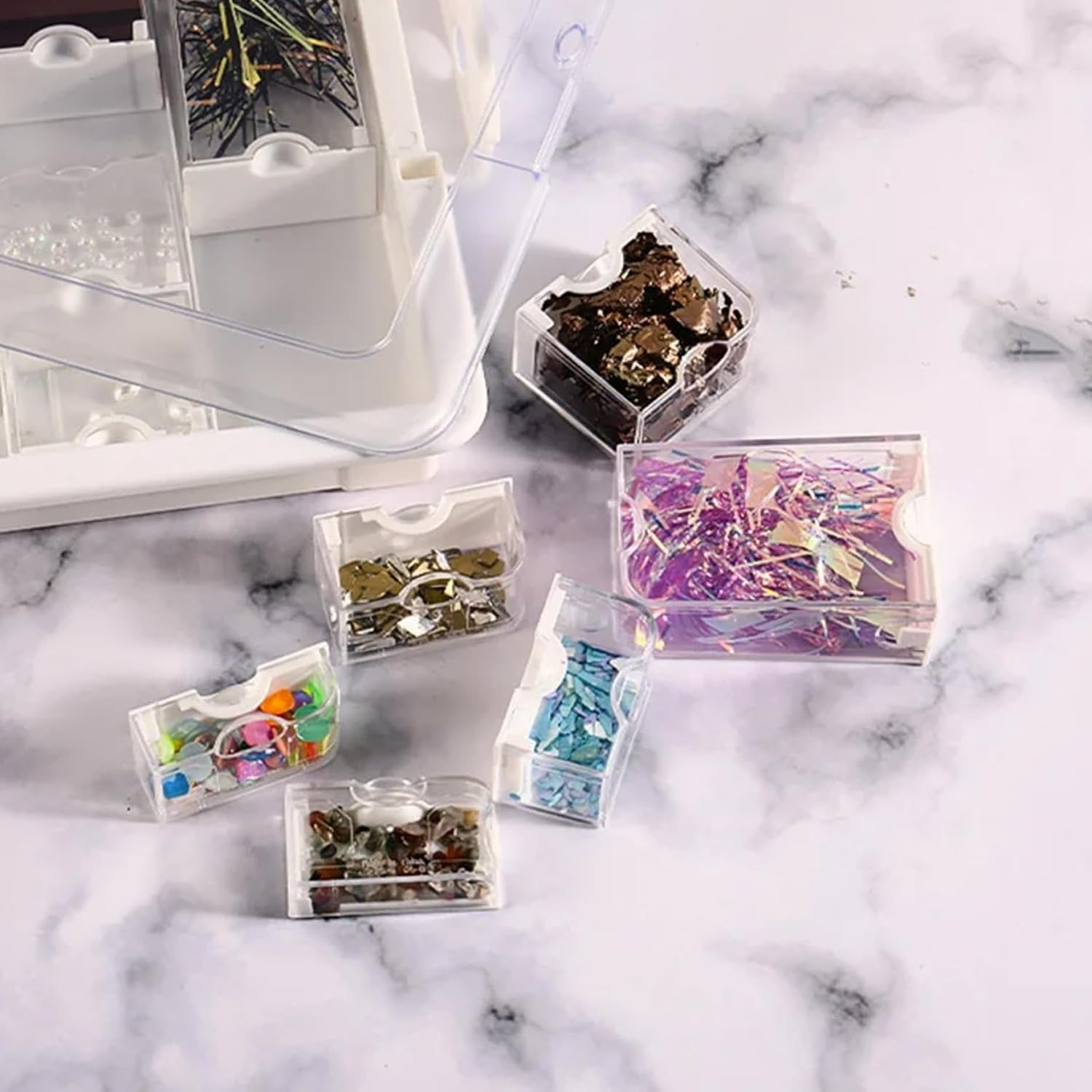 1 set bead storage solutions   50 clear removable bead storage containers with   lid plastic bead organizer box for nail art   jewelry jewelry organizer box Product details 3