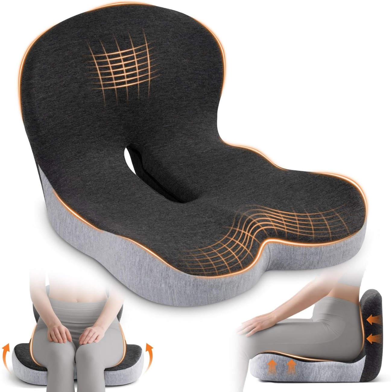 TEMU Seat Cushion, Office Chair Seat Cushions For Office Chair With L-shaped Design, Memory Foam Chair Cushion For Long Sitting Office Worker