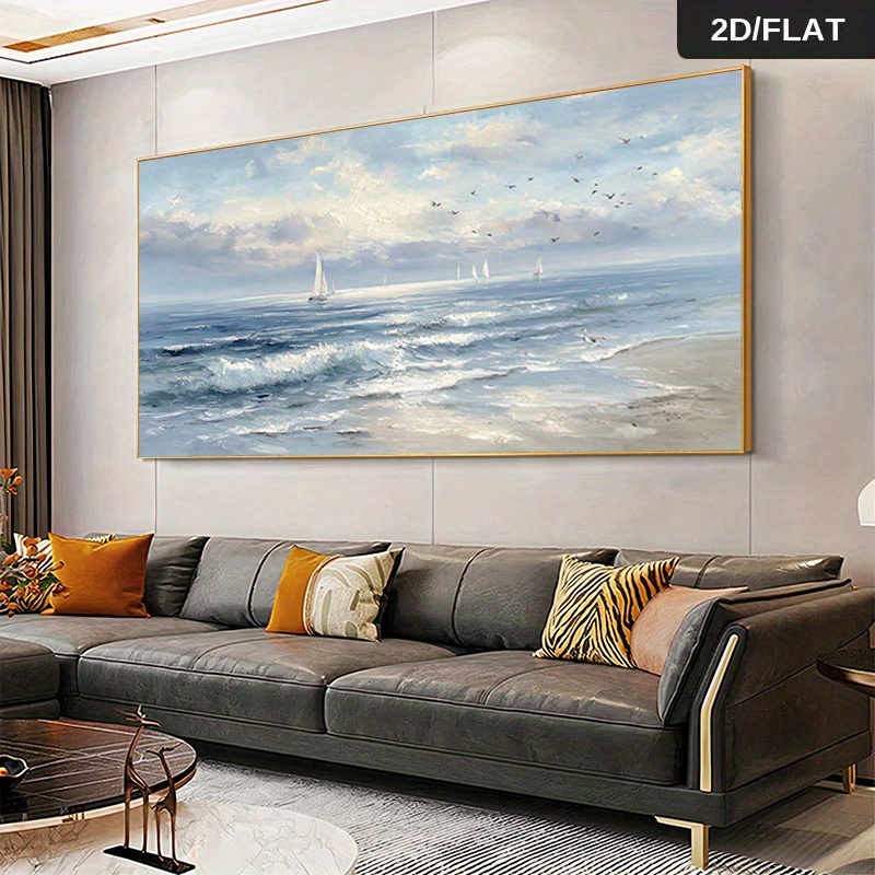 2d flat 2d flat 1 pc extra large modern   sailboat canvas art blue and white nautical style living room bedroom decor poster 27 56x 55 12inch 70x 140cm no frame required high      