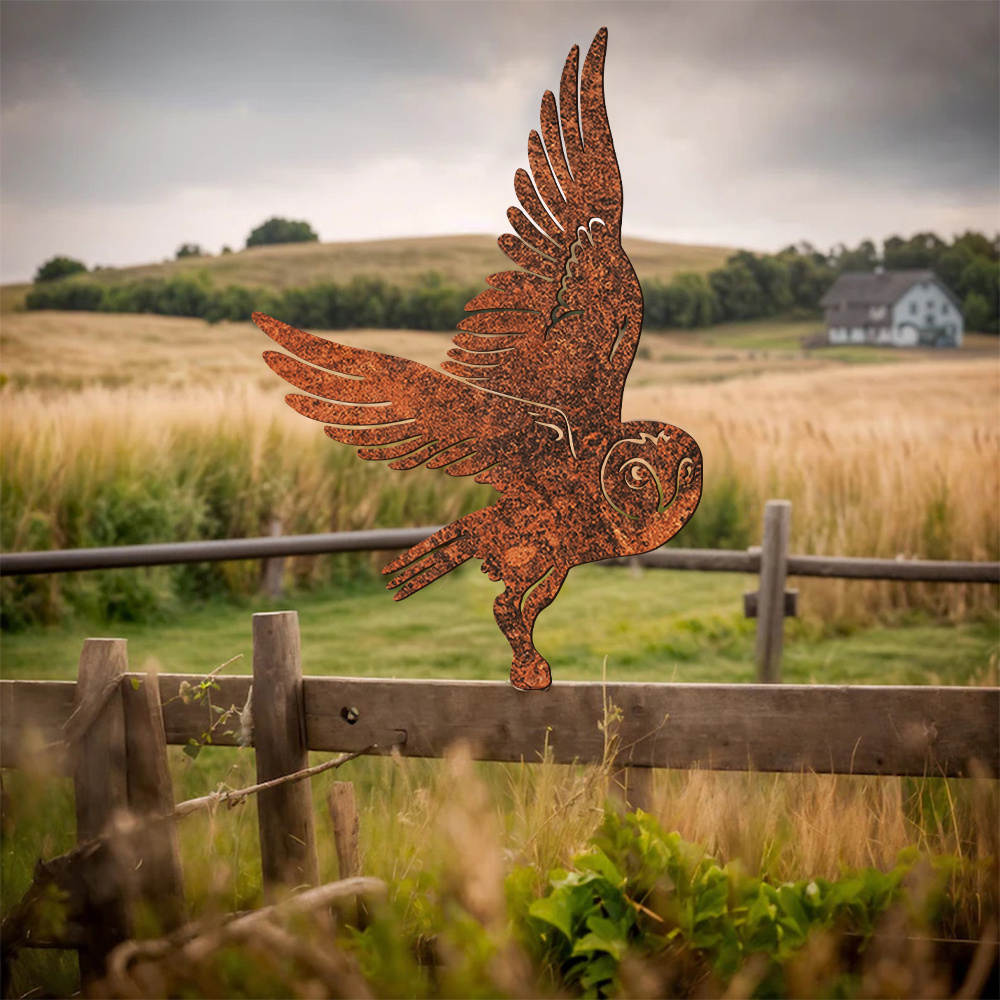 

1pc Rustic Metal Owl - Intricate Rusty Bird Art For Fence & Garden Decor, No-power Needed, Design, Perfect Outdoor Ornament & Unique Christmas Gift, Bird Decor