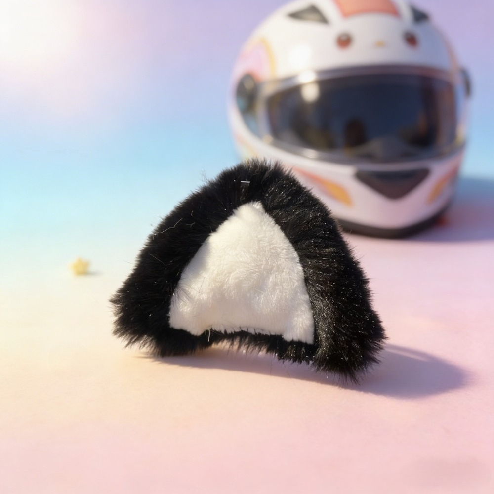 TEMU Plush Animal-themed Decorative Patches [2-pair Pack] — Helmet Cat Ear Decorations: Compatible With All Helmet Types; Removable & Reusable