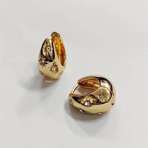 starburst shaped alloy earrings vintage golden with stunning catching for exquisite gift option