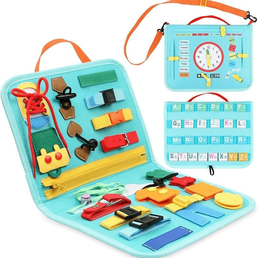 Busy Board M 19.7x23.7 (25 details) - Montessori Activity Board for – Bom  Bom Toys