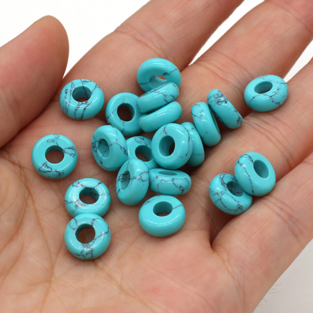 Turquoise Large Hole Beads, Synthetic, 10x12mm, 12x14mm, Hole Size about  5-5.5mm, Priced 10 Pieces / Pkg