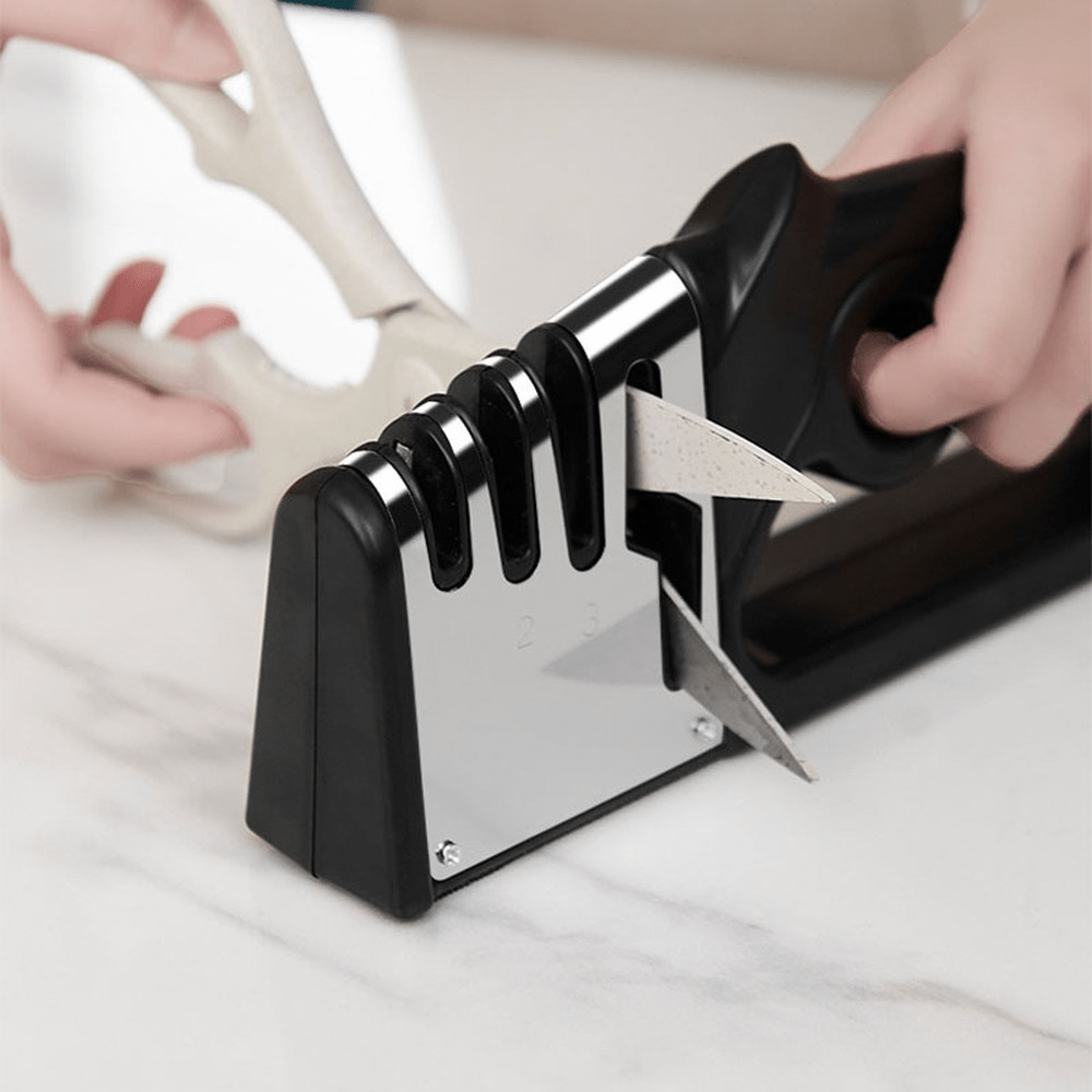 Knife Scissor Sharpener 4 in 1 Stainless Steel Ceramic Whetstone