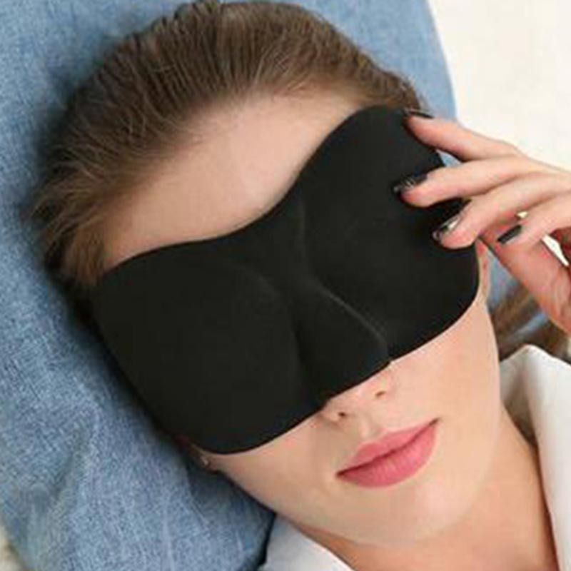 Satin Blindfold Comfortable Eye Mask Band Blinder for Home Travel Costume  Props (Black)