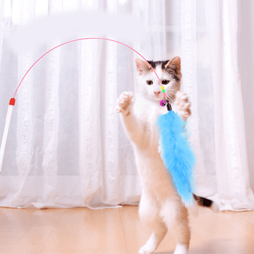 Feather Cat Teaser Stick With Bell, Cat Interactive Toy