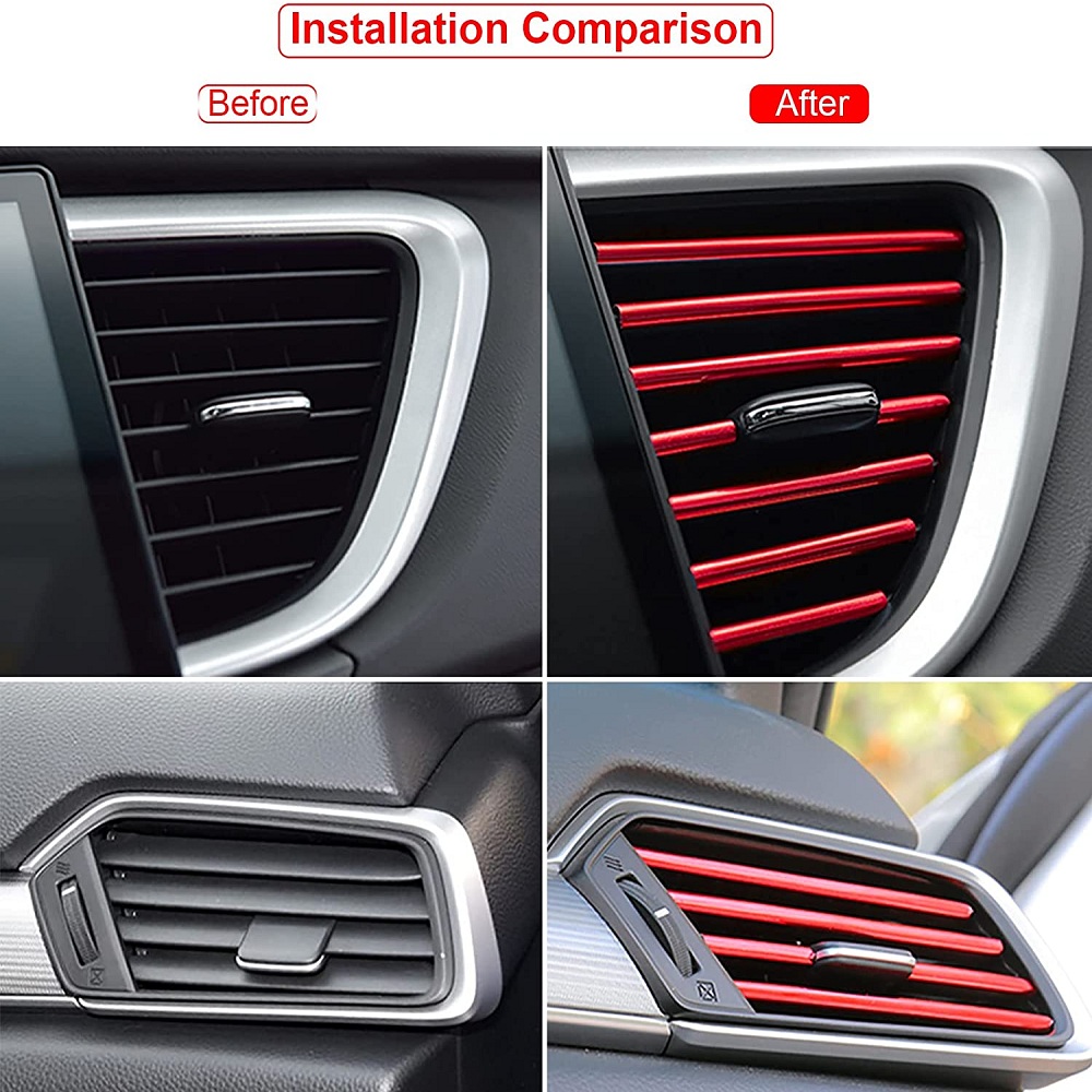 Farfi 10Pcs Air Vent Strip Universal Flexible PVC U Shape Air Conditioner  Outlet Grille Trim for Car 