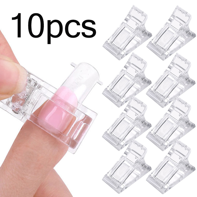 

10 Pcs Poly Gel Finger Nail Extension Led Builder Clamps, Manicure Nail Art Tool Nail Tips Clip, For Quick Building Poly Gel Nail Forms Nail Clips