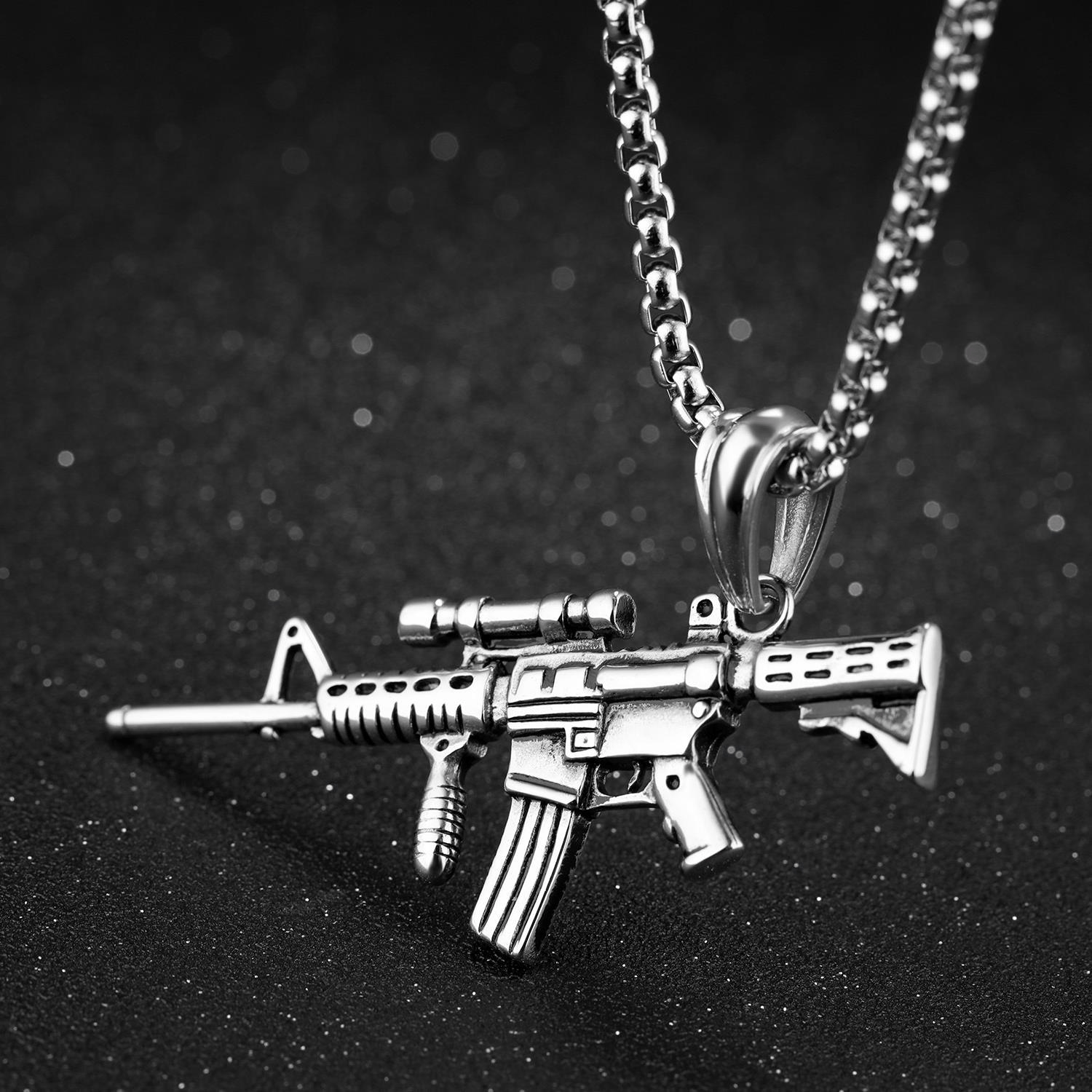 Men's Gun Pendant Necklace