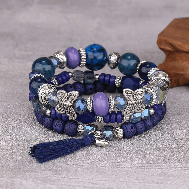 INS Cross-Border Bohemian Tila Beads Handmade Beaded Blue All-Match Twin  Couple Small Bracelet For