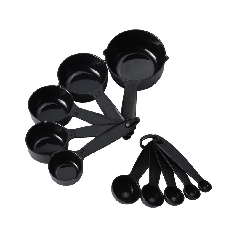 10Pcs/Set Plastic Measuring Spoon Black Color Measuring Cups And