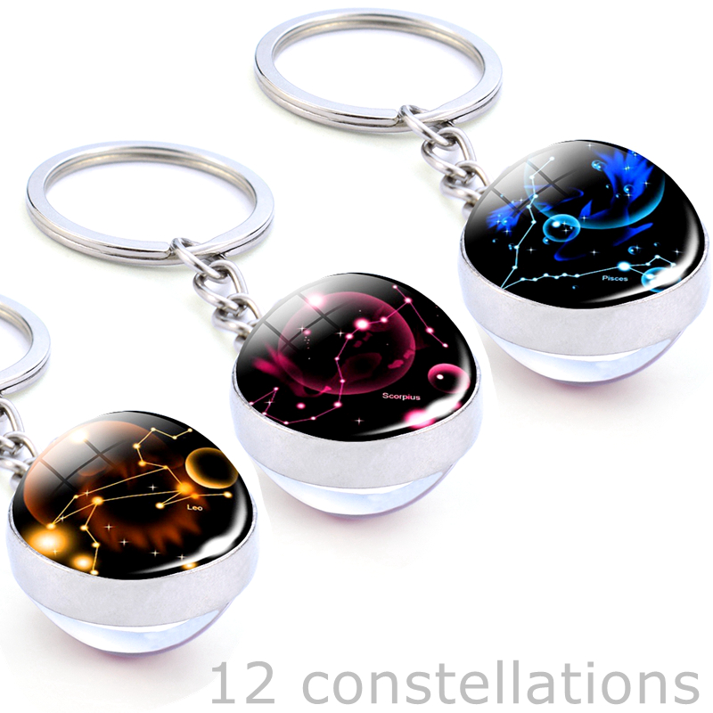 12 Constellations Glass Ball Keychain Zodiac Signs Pendant | Today's ...