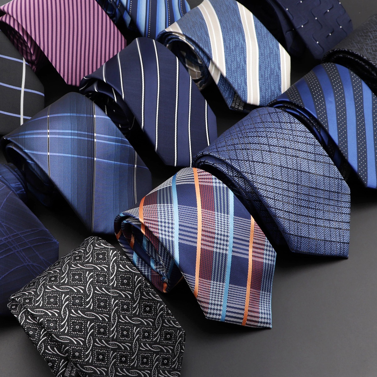 Men's Business Accessories Set, Solid Stripe Floral Necktie & Handkerchief & Cufflinks Set for Wedding Party,Temu