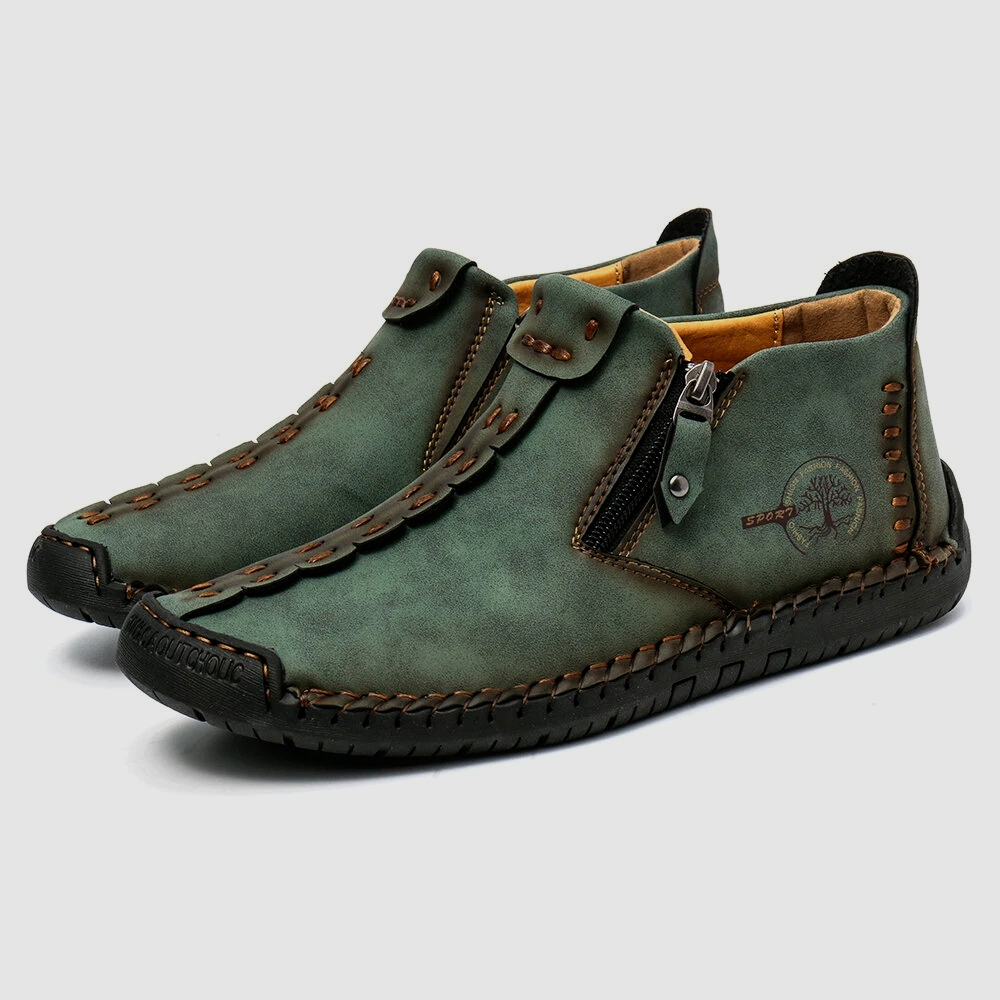 Flyland men s leather zipper shoes soft sole chukka boots clothing
