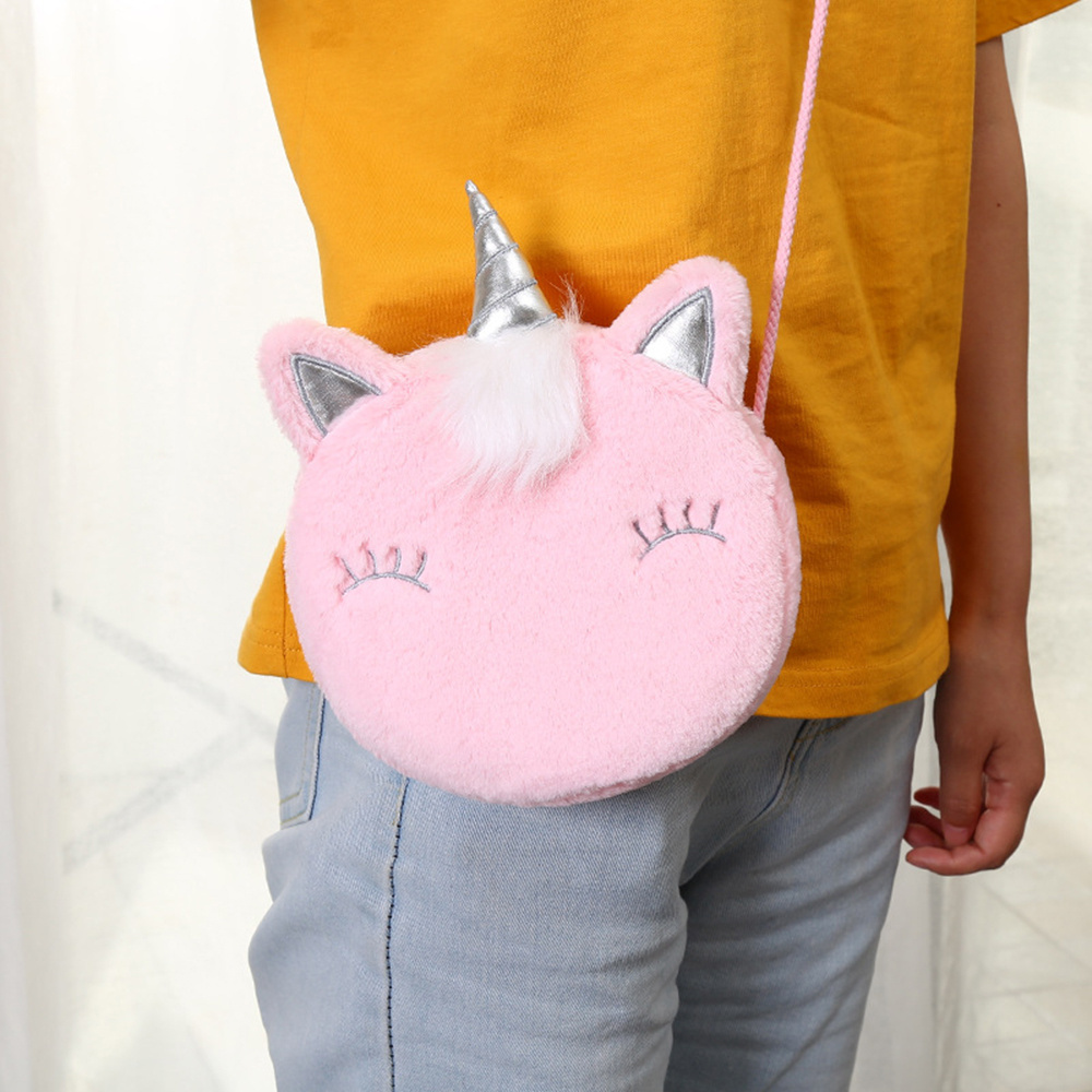 Girls Cute Unicorn Plush Zipper Shoulder Bag Messenger Bag - Temu
