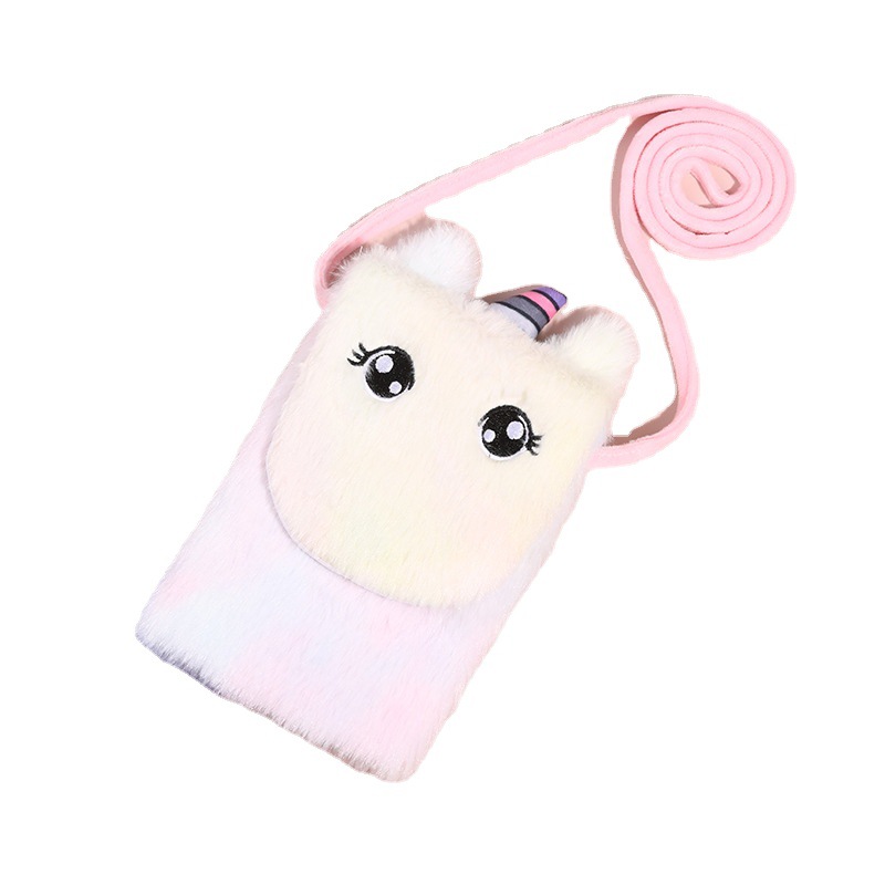 DraggmePartty Unicorn tie-dye plush shoulder bag color girl messenger bag 