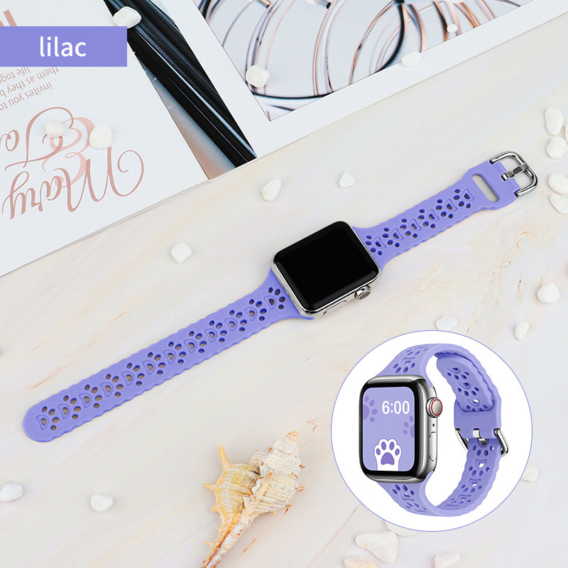 Breathable Silicone strap For Apple Watch Band 40mm 44mm 41mm 45mm