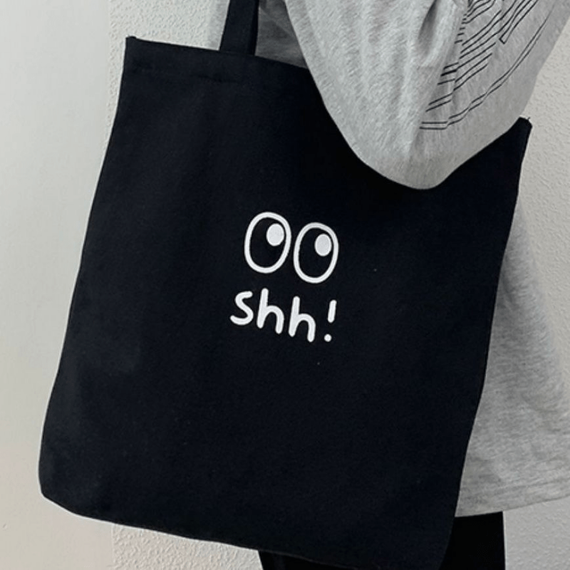 SIDONKU Canvas Tote Bag Silkscreen Pop Sentence Phrase Cool Lyrics Funny  Teen Reusable Shoulder Grocery Shopping Bags Handbag 